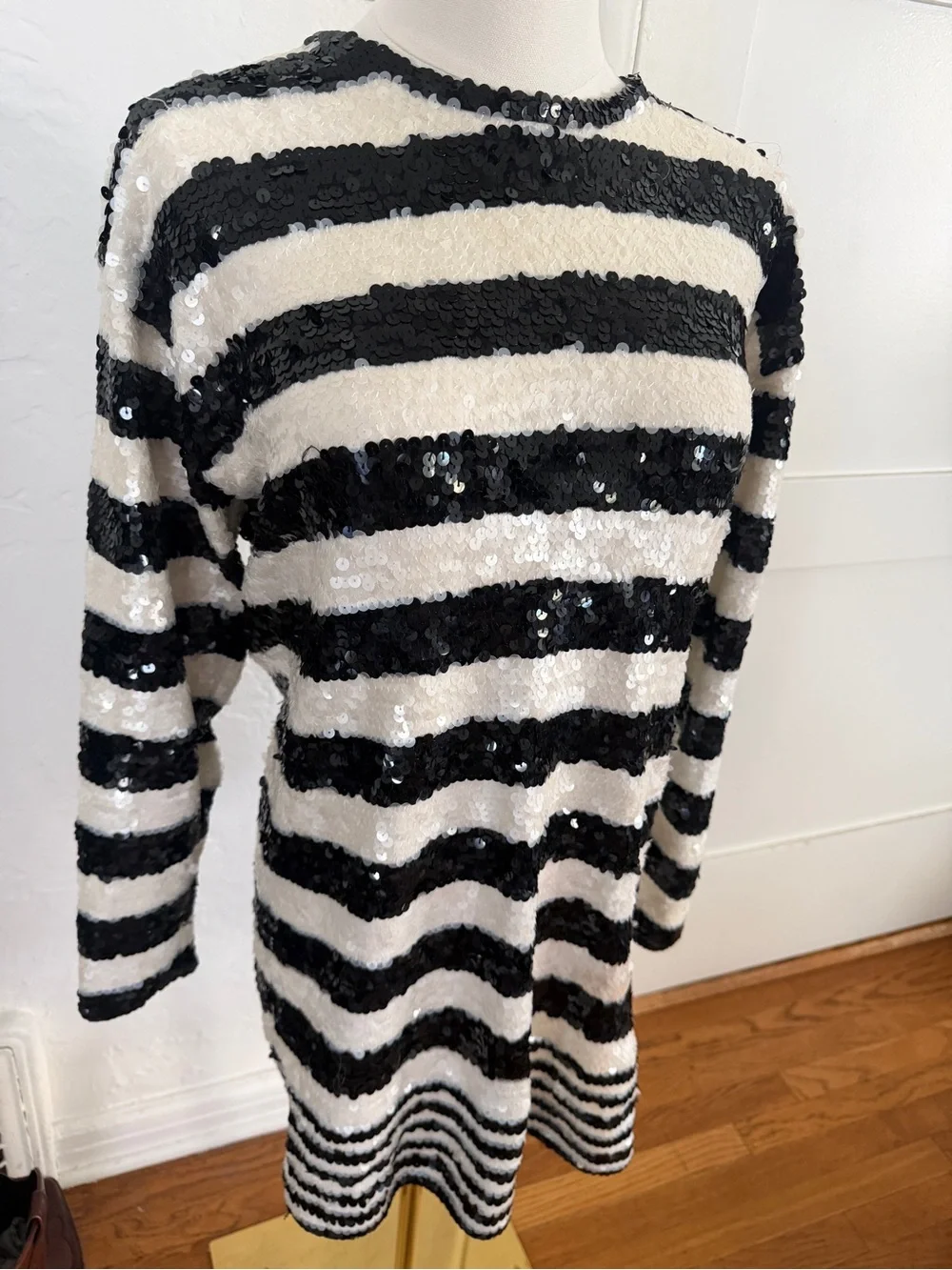 Black & White Striped Sequin Tunic